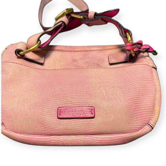 FOSSIL Women’s Pink Textured Leather Brenna Belt Bag Crossbody - Picture 2 of 6
